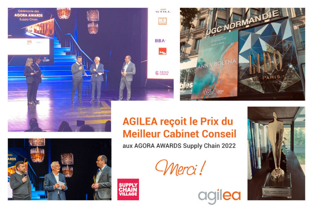 AGILEA REÇOIT LE PRIX DU MEILLEUR CABINET CONSEIL AUX AGORA AWARDS SUPPLY CHAIN 2022